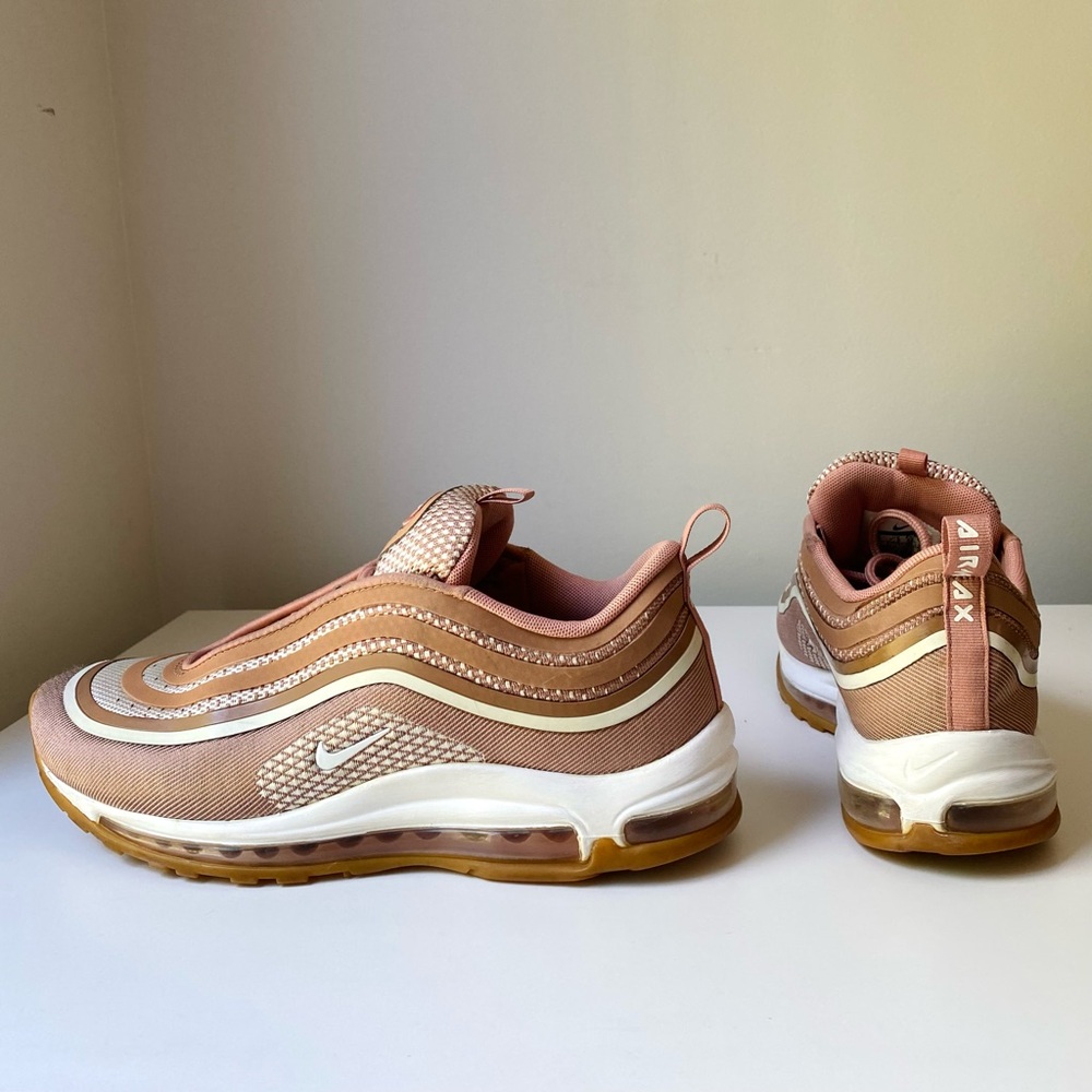 Nike Women's Air Max 97 Slip-On Sneakers Pink Tan White - Picture 2 of 14
